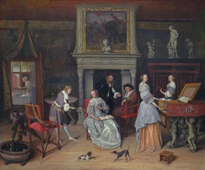Fantasy interiér s Janem Steenem a rodinou Gerrita Schoutena od Jan Steen