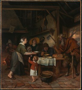 Satyr a rolnická rodina od Jan Steen