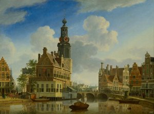 Munt Tower při pohledu ze Singelu, 1751 od Jan Ten Compe