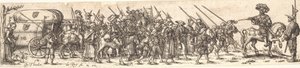 Víra vojáků, vpředu důstojník na koni od Jan Theodor de Bry
