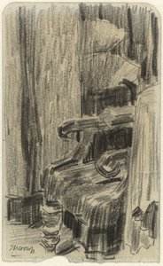 Křeslo částečně zakryté závěsem od Jan Toorop