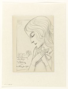 Mladá dívka v meditaci drží kříž od Jan Toorop