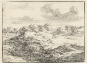 Duna Landscape, s chatou v dálce od Jan Vermeer van Haarlem (I) (attributed to)