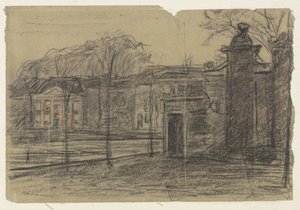 Pohled na domy mezi stromy, Dordrecht od Jan Veth