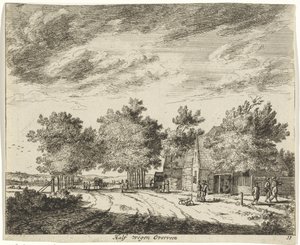 Krajina napůl přerostlá Vážení do poloviny Overveen (nadpis na předmětu) Krajiny oblasti Haarlem (název série) Gesigten mimo Haarlem, hotovo. J.V.V. (název série na objektu)