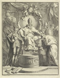 Na trůnu Adrian VI Název stránky: Burmann, Kasper. Hadrianus VI nebo anlecta historia de Hadrianus šestý římský papež, 1727 od Jan Wandelaar