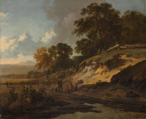 Krajina s lovci, asi 1660-80 (olej na plátně) od Jan Wijnants