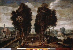 Zámecký park Obraz Jana Wildense (1586-1653) Genes ze 17. století, Musei di Strada Nuova (ex Palazzo Bianco)