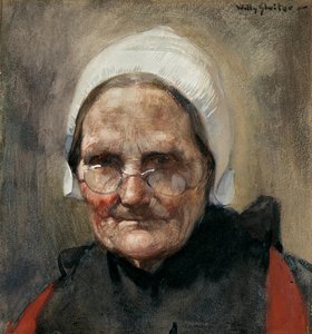 Katwijkse Visvrouw, nebo Fishwife of Katwijk (akvarel, kvaš a tužka na papíře) od Jan Willem Sluiter