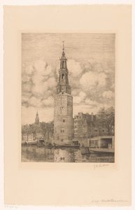 Montelbaanstoren (název na objektu) od Jan Willem Lindeman (signed by artist)