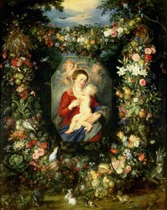 Panna a dítě v girlandě z ovoce a květin, c.1614-18