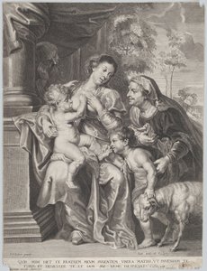 Svatá rodina s Alžbětou a dítětem Svatý Jan Křtitel, Panna kojící nemluvně Krista, kolem 1635-42 od Jan Witdoek