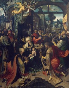Jeesuksen syntymä, Jan de Beerin (noin 1475-1528) triptyykin keskipaneeli, öljy kankaalle