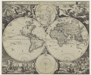 Wereldkaart Nová a přesná mapa světa (název na objektu) od Jan de Visscher
