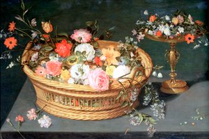 Košík květin, c1590-1625 od Jan the Elder Brueghel