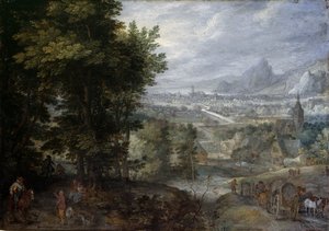 Zalesněná krajina od Jan the Elder Brueghel