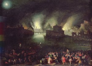Aeneas zachraňuje Anchises z pytle Tróje (olej na mědi) od Jan the Elder Brueghel