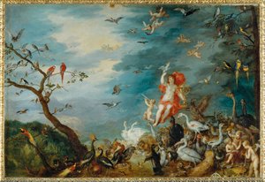 Vzduch - jeden ze čtyř obrazů zobrazujících čtyři živly, které v roce 1607 objednal milánský kardinál Federico Borromeo ... od Jan the Elder Brueghel