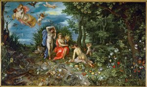 Ceres a čtyři živly (malba na mědi) od Jan the Elder Brueghel