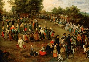 Lidový tanec před arcivévody ... (malba na plátně) od Jan the Elder Brueghel
