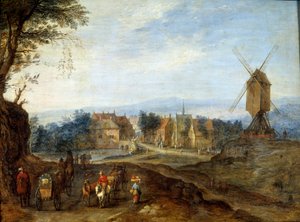Krajina u větrného mlýna Obraz Jana Breugela Le Vieux nazývá Bruegel de Velours (Brueghel nebo Breughel od Jan the Elder Brueghel