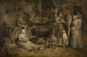 Návštěva u rolníků (olej na panelu) od Jan the Elder Brueghel