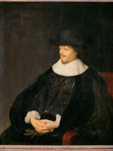 Constantijn Huygens, nizozemský básník a přítel umělců, otec lékaře Christiaana Huygense... (olej na dřevě)