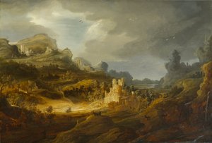 Fantastická krajina, cca 1643-1645 (olej na chovaném panelu)
