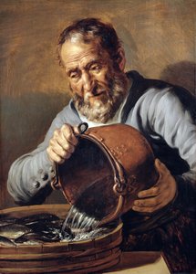 Voda a stáří: Rybář s kbelíkem a kádí s rybami, 1623-5