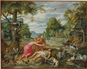 Smrt Ábela, z Příběhu Adama a Evy od Jan Brueghel the Younger