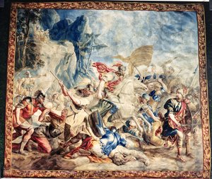 Bitva Izraelitů a Amelikitů, z dílny Franse a Pietera van der Borchtových (hedvábná tapisérie) od Jan van (after) Orley