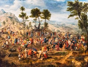 Vjezd Krista do Jeruzaléma, asi 1540 (tempera a olej na dřevě (dub)) od Jan van Amstel