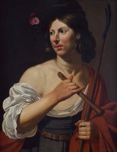 Shepherd Boy drží Crook a flétnu (olej na plátně) od Jan van Bijlert or Bylert