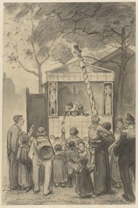 Diváci před loutkovým představením od Jan van Essen (possibly)