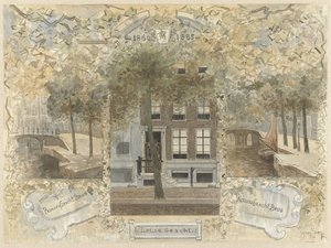 Dům na Leliegracht, lemovaný mosty přes Prinsengracht a Keizersgracht od Jan van Essen