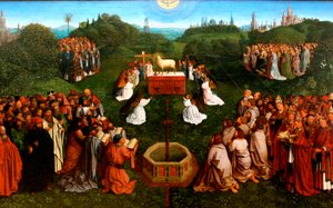 Klanění beránka z Gentského oltářního obrazu od Jan van Eyck