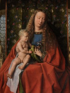 Detail z Panny Marie s dítětem se svatými Donatianem a Jiřím a kanovníkem Jorisem van der Paele, kolem 1436 (olej na dřevě) od Jan van Eyck