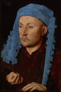 Portrét muže s modrým doprovodem (muž s prstenem). Kolem roku 1429 od Jan van Eyck