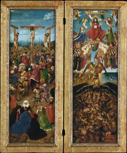 Ukřižování; Poslední soud, cca 1440-41 (olej na plátně přeneseném ze dřeva) od Jan van Eyck