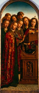 Gentský oltář. Klanění mystického beránka: Zpívající andělé, 1432. od Jan van Eyck