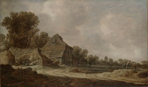 Písečná cesta s doškovými chalupami od Jan van Goyen