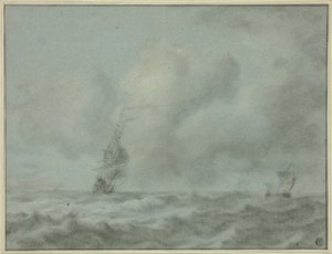 Lodě na oceánu od Jan van Goyen