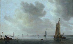 Rybářské lodě u ústí řeky od Jan van Goyen