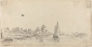 Plachetnice na ústí řeky od Jan van Goyen