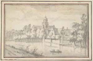 Pohled na hrad a dům na řece od Jan van Goyen