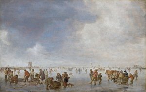 Zimní scéna na ledě od Jan van Goyen