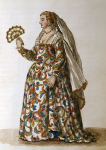 Džentlmenka ve večerních šatech, manželka hodnostáře (pero, inkoust a wc na papíře) od Jan van Grevenbroeck