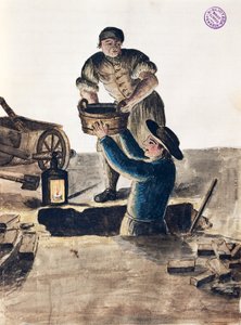 Čištění veřejné kanalizace, ilustrace z Ilustrované knihy benátských krojů, Jan Grevenbroeck (1731-1807), akvarel, Itálie od Jan van Grevenbroeck