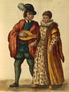 Gli Abiti de Veneziani od Jana van Grevenbroecka nebo Giovanniho Grevembrocha, ilustrovaná kniha kostýmů a masek, akvarel