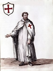rytíř Řádu templářů. Kresba akvarelem a tuší z rukopisu „Custom of the Venitians““ od Jana van Grevenbroecka (nebo Giovanniho Grevembrocha (Grevenbroch) (1731-1807) od Jan van Grevenbroeck